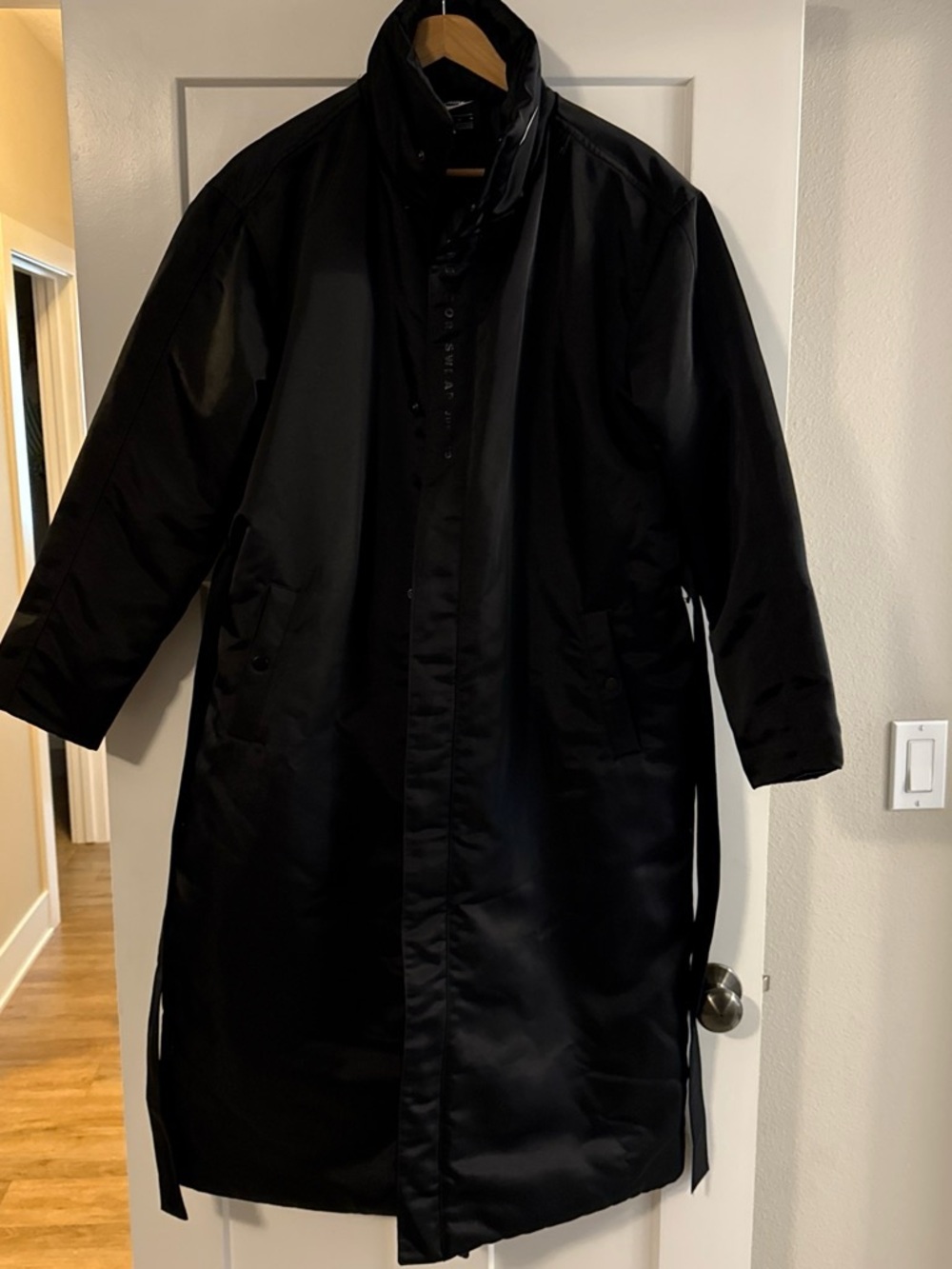 Women’s Black Long Overcoat Jacket - Classic Waterproof Style